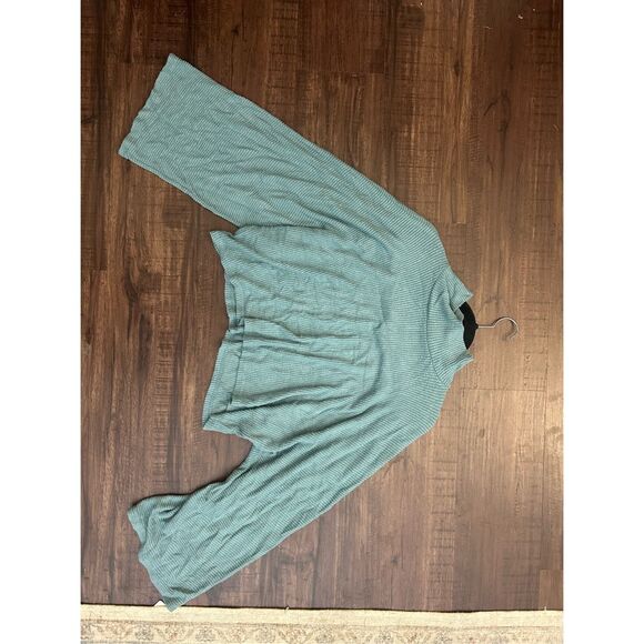 Blue Blush Teal Cropped Ribbed Turtleneck Sweater, Size Large - Picture 2 of 8